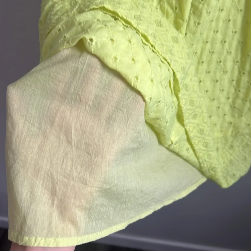 American Eagle Outfitters neon yellow lime green cutout eyelet dress - Picture 6 of 8